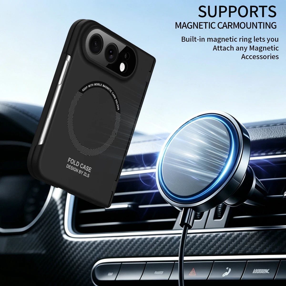 Magnetic Duo Fold Shockproof Case with Screen Protector and Hinge Guard