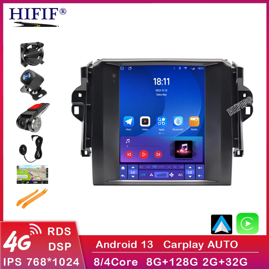 

Android 13 Auto Car Video Player For Toyota Fortuner 2015 - 2018 IPS 8-Core Radio Carplay GPS Navigation BT DSP RDS No DVD 2Din