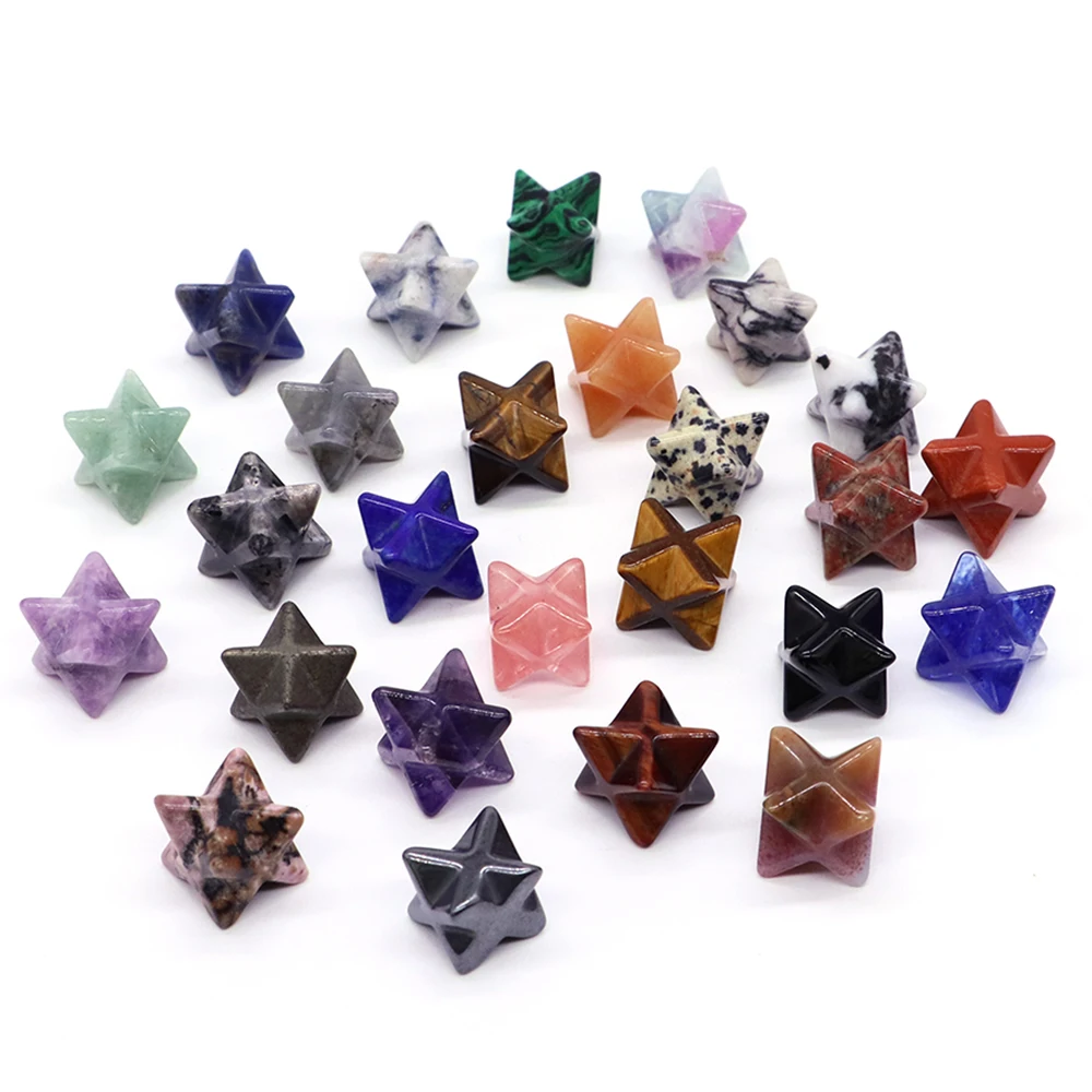 36 Color Mini Merkaba Star Carving Natural Stone Quartz Reiki Healing Crystal Gems Witchcraft Supplies For Altar Wholesale Gift