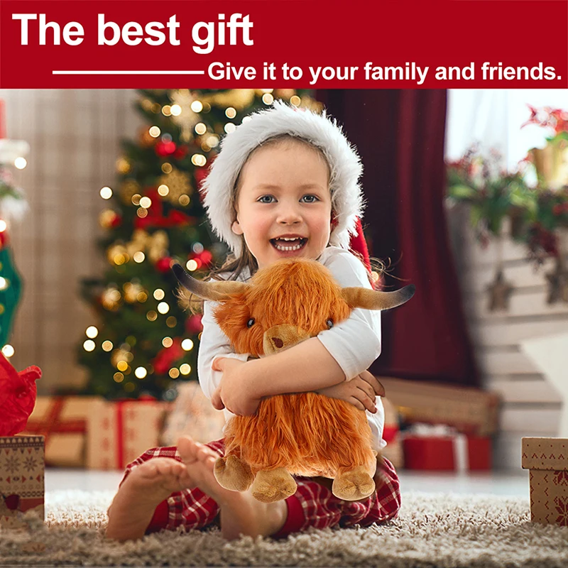 Simulation Highland Cow Animal Plush Doll Soft Stuffed Highland Cow Plush Toy Plushie Gift For Kids Boys Girls