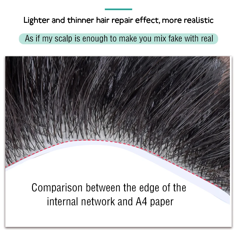 Men PU V Loop Front Toupee Hairline 100% Human Hair Wigs Remy Hair Replacement Straight Hairpiece Natural Color 6inches