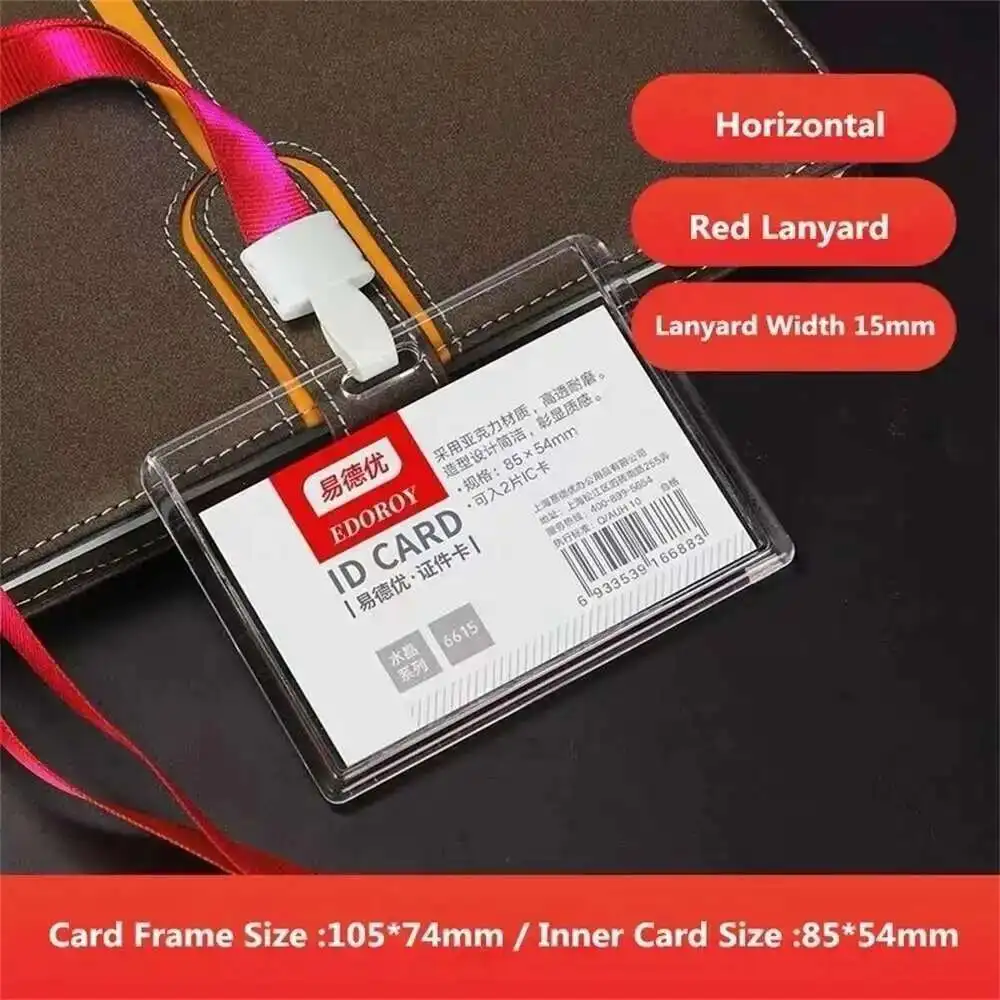 Heavy Duty Double-sided Clear Acrylic Id Card Badge Holder Name Tag Holder for Student Employee Worker Office Meeting Company