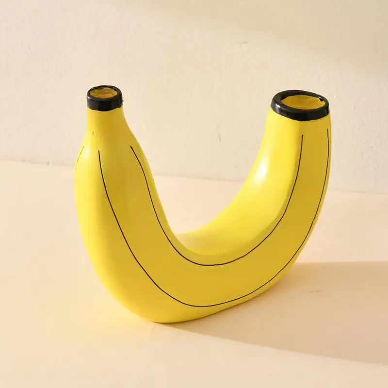 Resin Banana Flower Vase for Decor Creative Banana Shaped Vases for Flowers Cute Double Head Design Art Vases Flower Container 4