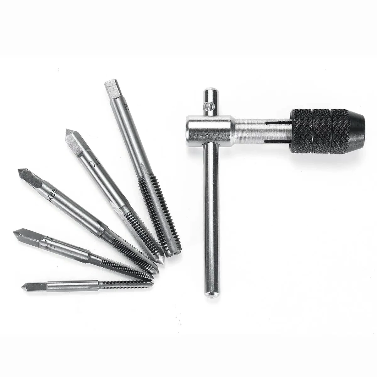 

Adjustable 3-8mm T-Handle Ratchet Tap Wrench Set Hand Tools with M3-M8 Machine Screw Thread Metric Plug Tap Machinist Tool