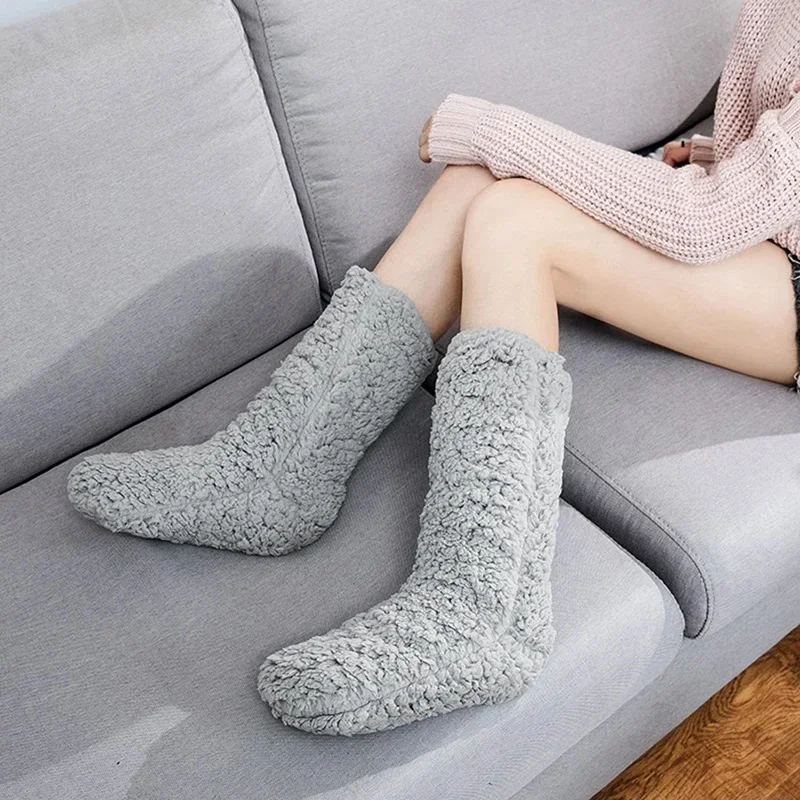 Thickened Winter Woven Thermal Cashmere Socks Floor Socks Women's Carpet Home Plus Socks Velvet Sleep Socks Slippers Leg Cover 6