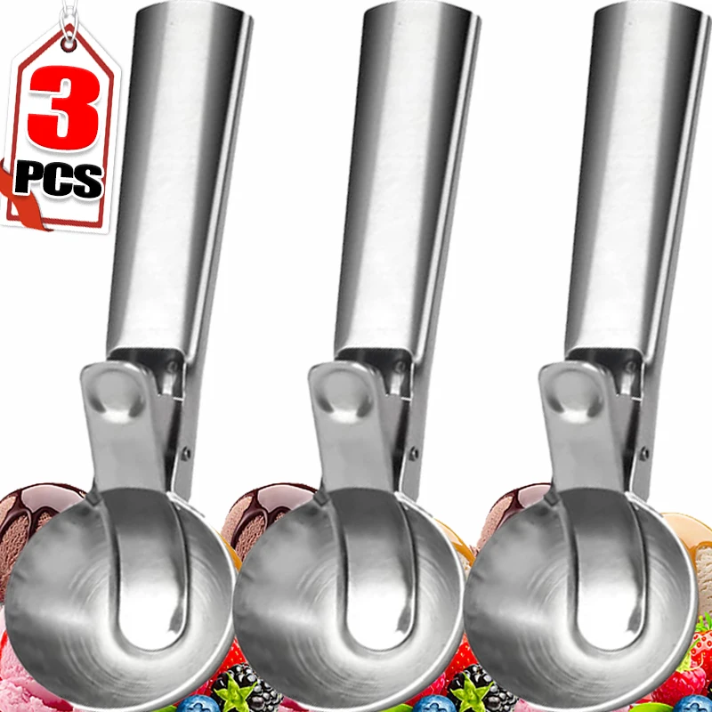3/1PC Stainless Steel Ice Cream Scoop Fruit Watermelon Ball Spoon Multifunctional Ice Cream Scooper Kitchen Handmade Ball Digger