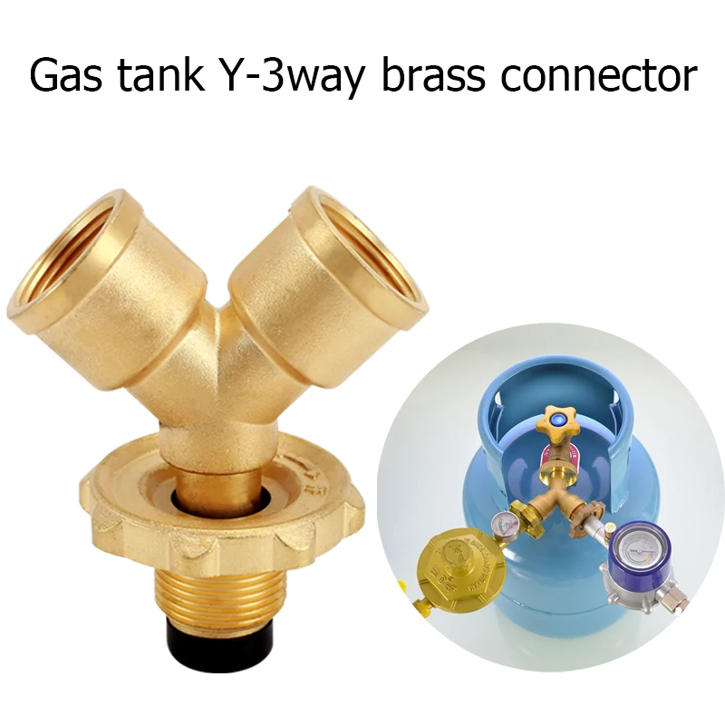 

Gas Tank Y-3way Brass Connector Universal 1 in 2 out Diverter Valve Copper Gas Pipe Fitting Adapter Liquefied Gas Cooker Tool
