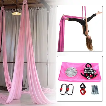 Aerial Silk Yoga Swing Hammock Inversion Anti-Gravity Pilates w/ Carabiner Kit 1