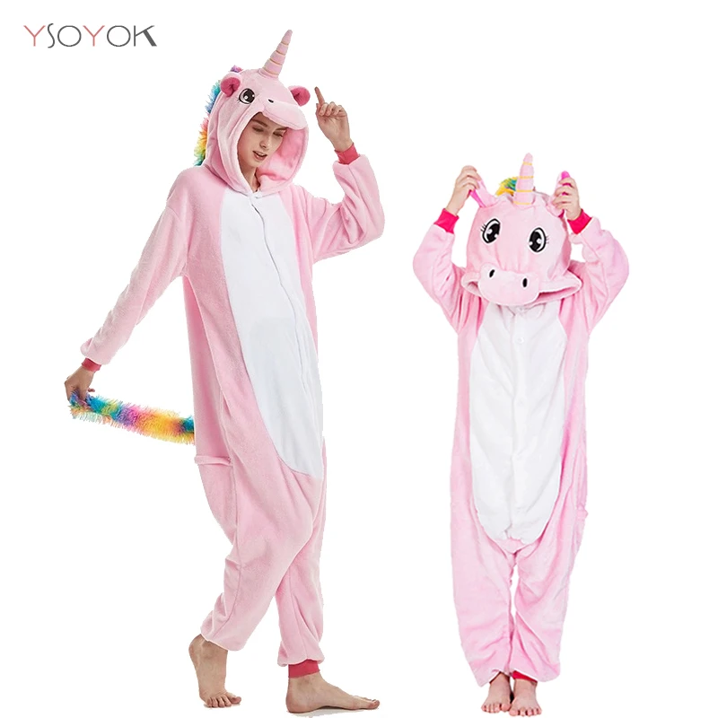 

Adults Animal Unicorn Pajamas Cartoon Licorne Panda Kigurumi Women Costumes Winter Flannel Overalls Unicornio Sleepwear