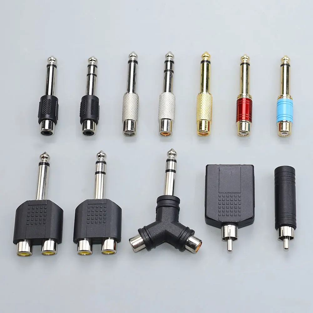 Dual Audio Connector Adapter: 3.5mm & 6.35mm to RCA