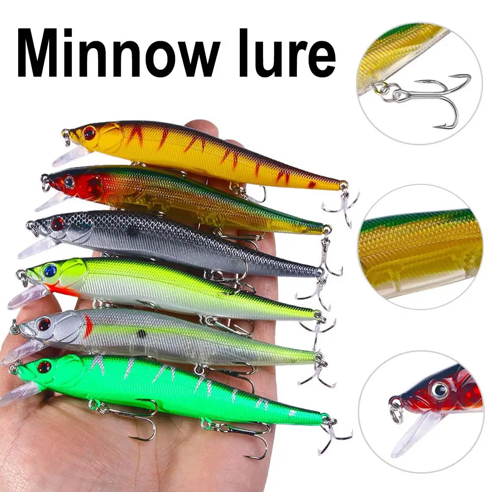 12Cm 13.6G Sospensione Minnow Fishing Lure Top Water Wobbler Ganci Strong Hard System Lure Weight Swimbait Treble Minnow Pes Y2G6