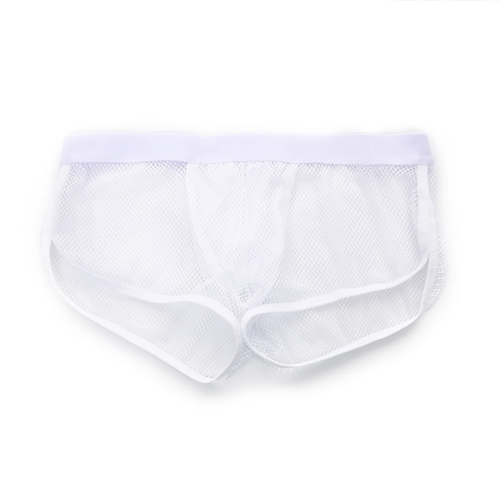 Men's Boxers Shorts Mesh Underwear Man Panties Fishnet Arrow Pants Inner Penis Pouch Side Split Underpants See-through Trunks