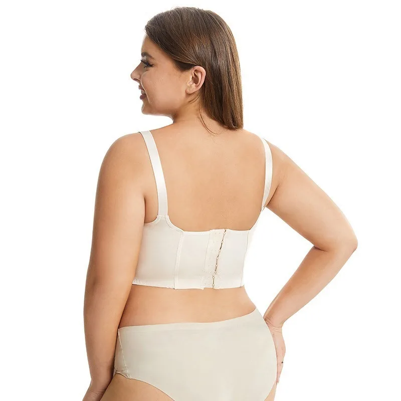 Large size bra beautiful back and large size underwear steel hoop gathered bra with 8 rows of buttons Underwear Breast Shapers