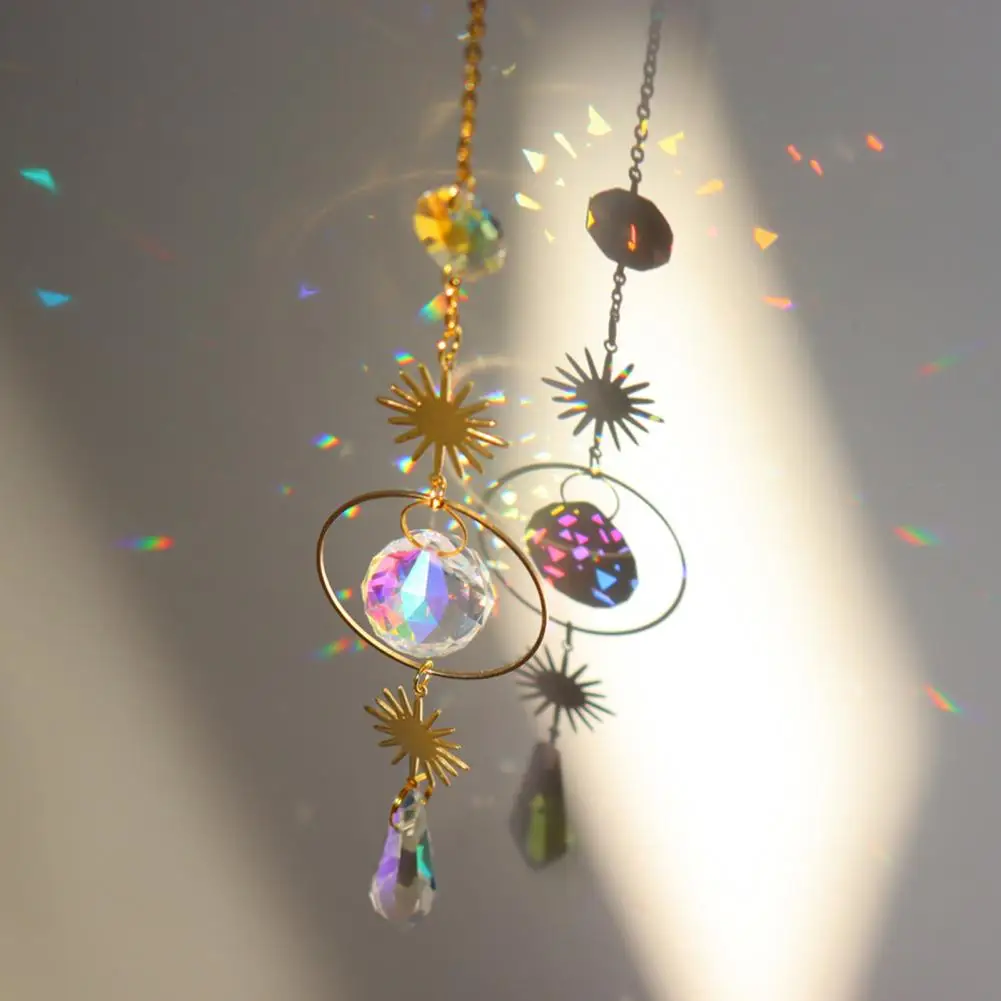 Suncatcher Pendant Decorative Glass Faux Crystal Rainbow Prism Pendant Home Decoration