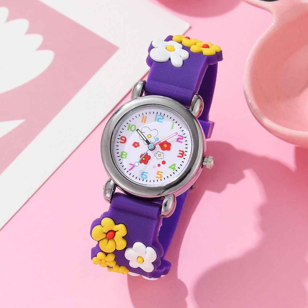 Kids Watch Cartoon Watches Pink Silicone Quartz Wristwatch Birthday Gift Girl Boy Children Study Time