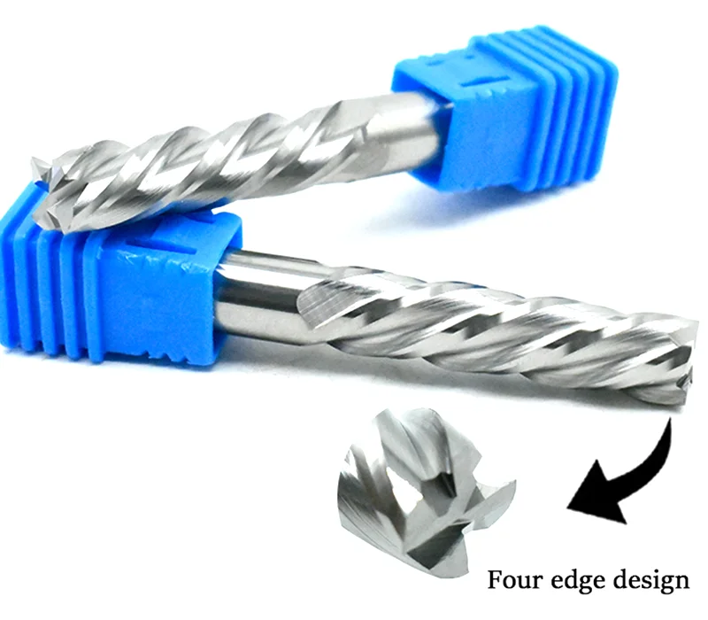 1 Stück Schaftfräser 4 Flöten Spiralschneider 6 mm 8 mm Wolframkarbid-Fräswerkzeuge zum Schneiden von Holz MDF 4F Schaftfräser mit großem Chip-Entferner – Detail 9
