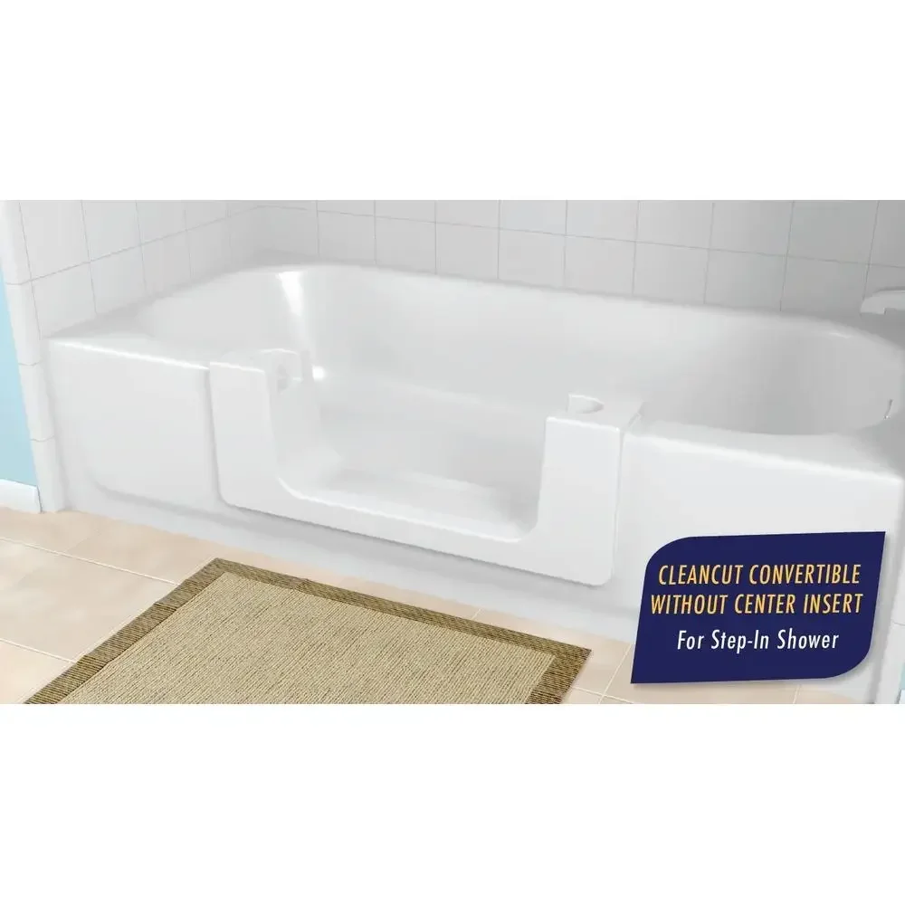 Walk-In Tub Accessibility Kit Convertible Bathtub Traditional Bath And Step-In Shower Large Size White Fast Installation