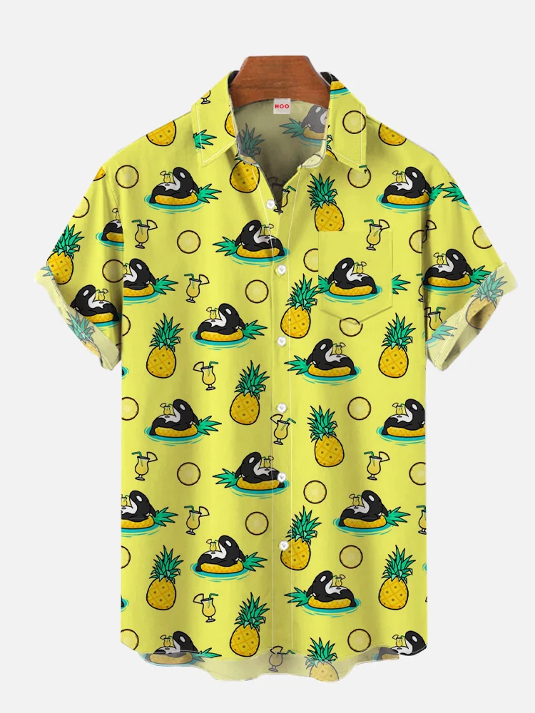 thumbnail image 1 of Camisa hawaiana para hombre, con estampado 3D, divertida caricatura de animales, camisetas de manga corta, ropa informal de verano para hombre, camisas de moda callejera para niños, 1 of 5