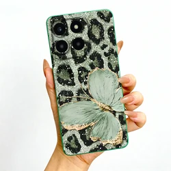 Cover per telefono in silicone leopardato a farfalla
