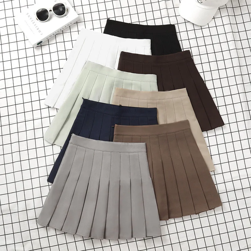 

Brown Skirt Ladies 2023 Summer Clothes Women's High Waist Harajuku Korean Style Black Mini Pleated Skirt For School Girl Uniform