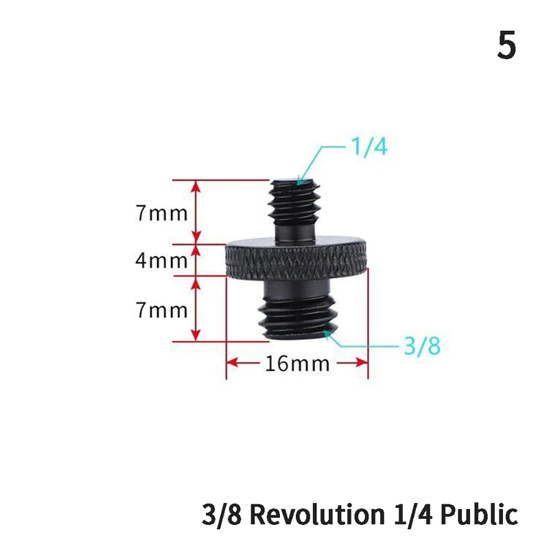 Description Picture 6 of item1/4" To 3/8" Black Male To Female Thread Screw Mount Adapter Tripod Plate Screw Mount For Camera Flash Tripod Light Stand