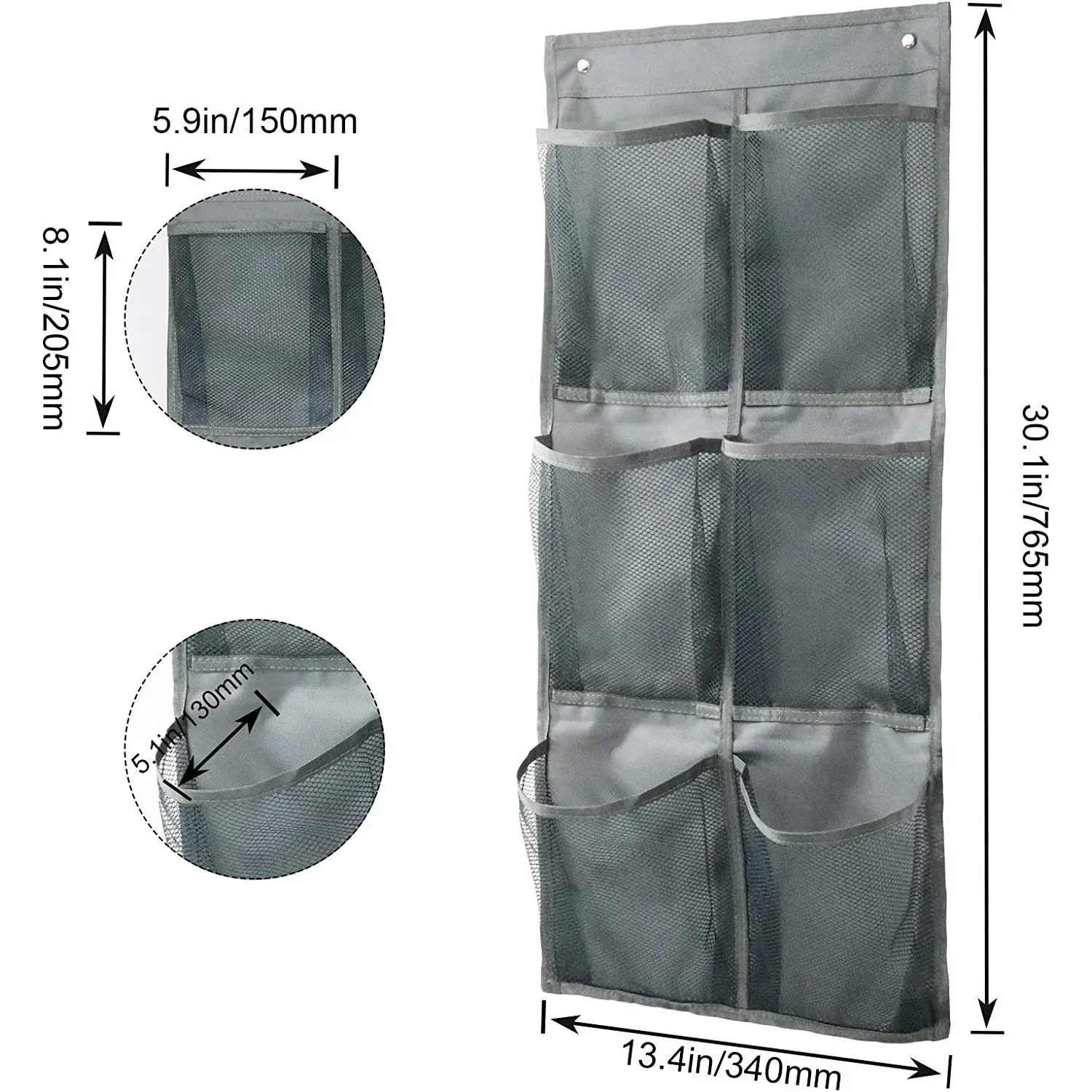 6 Grids Wall-mounted Sundries Organiser non-woven Fabric Closet Storage Mesh Bag Pocket Clear Hanging Over The Door Cloth Box 3