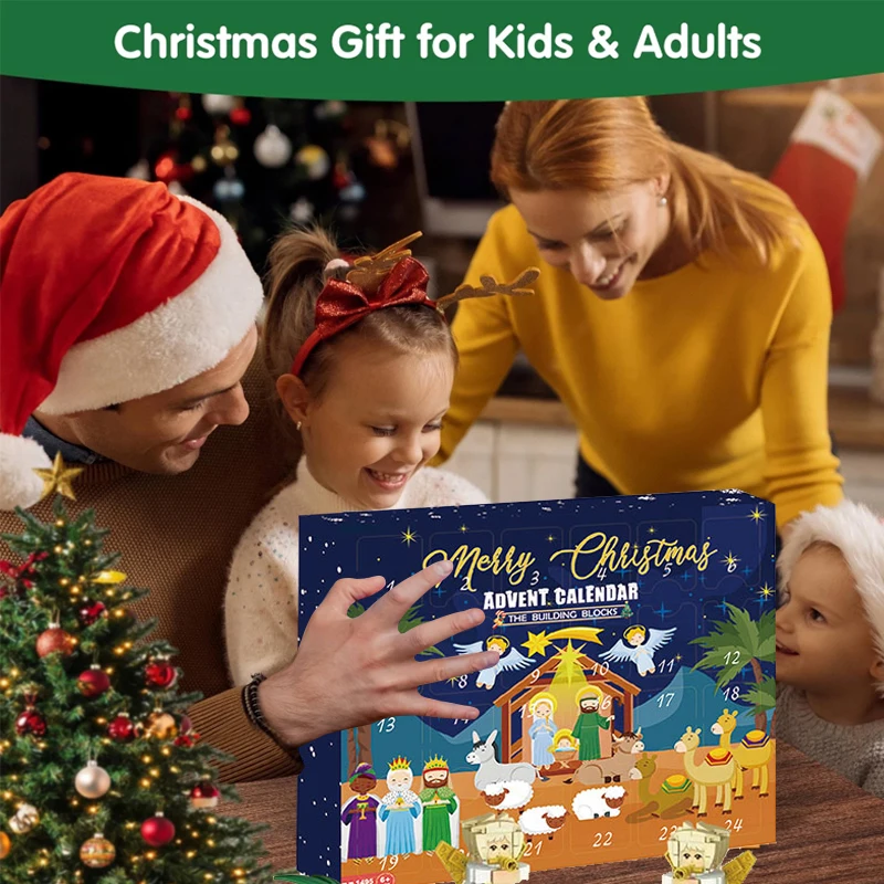 Calendario dell'Avvento di Natale Confezione regalo Nativà fai da te Gesù Mattoni Giocattoli 24 giorni Calendario conto alla rovescia Sorpresa Decorazione natalizia per la casa  15
