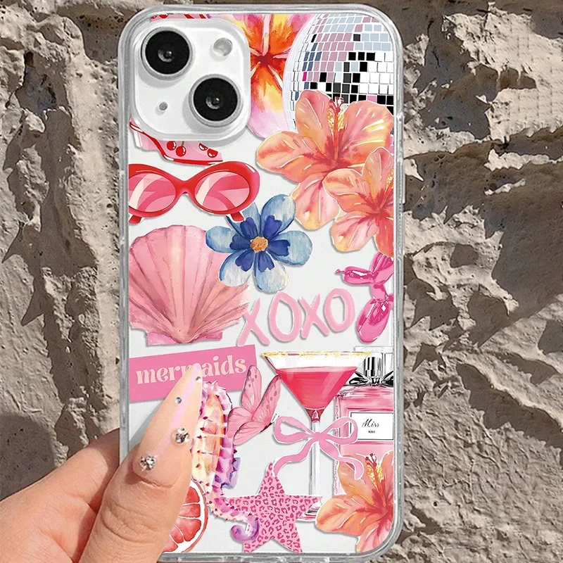 Luxury Pink Sea Creatures Summer Pattern Soft Phone Case