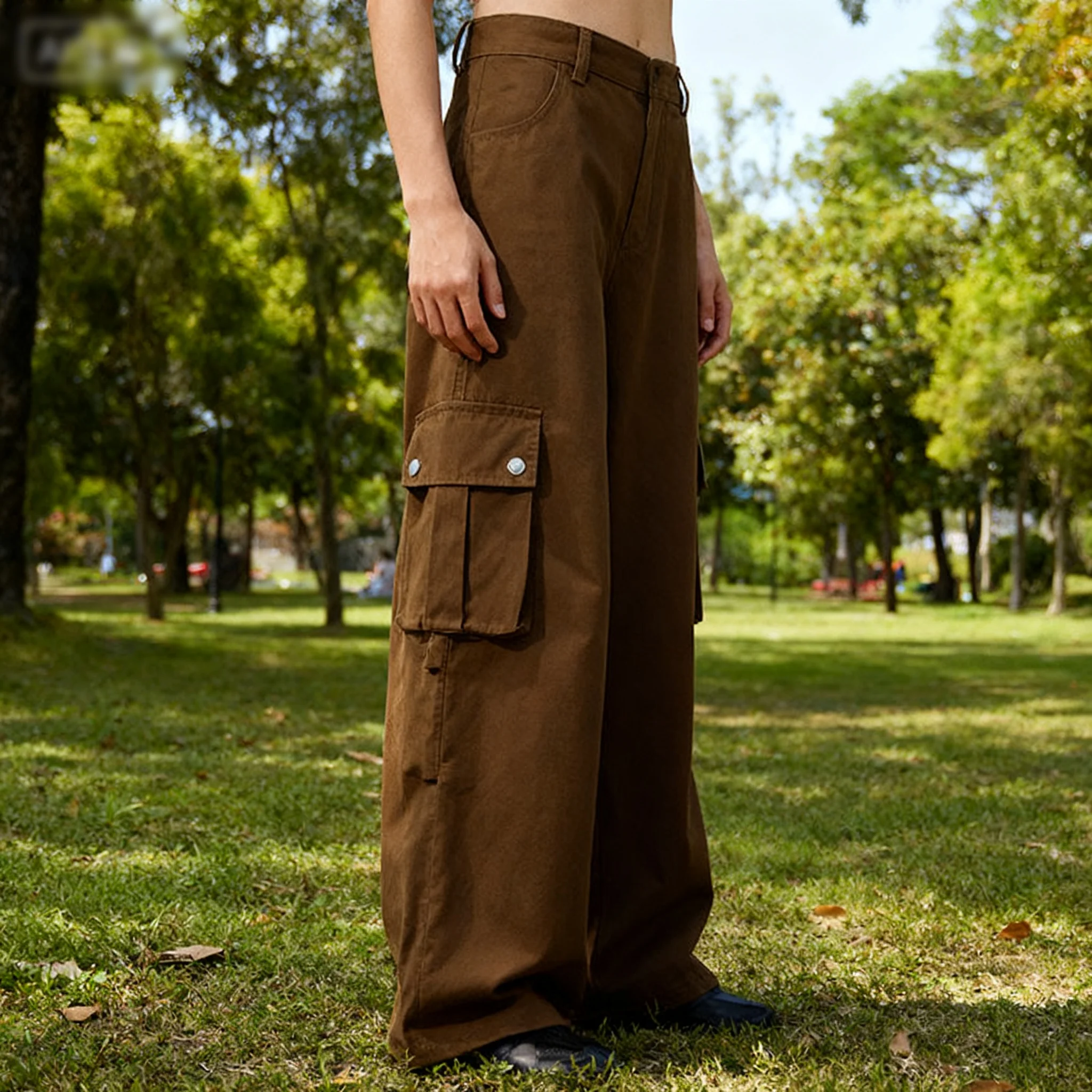 Große und längliche Herbst-Stil amerikanische trendige braune Arbeitskleidungs-Freizeithose, lockere, weite Beine, gerades Bein, lange Herren- und Damenhose