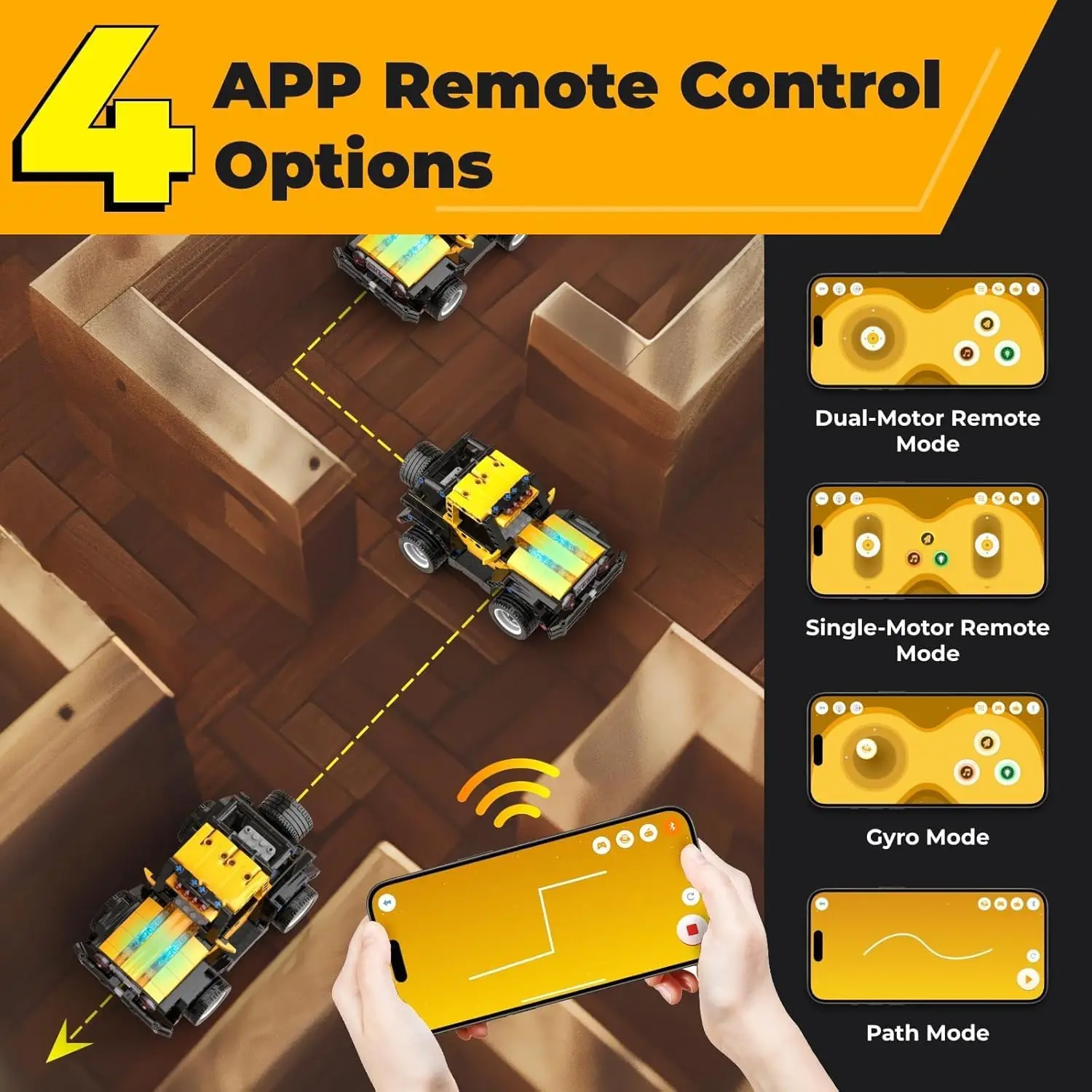 Apitor Robot R Kit di Costruzione Robot 4-in-1, Auto Telecomandate tramite APP, Giocattoli Educativi STEM per la Programmazione, Regali per Bambini dai 6 Anni in su - immagine 4