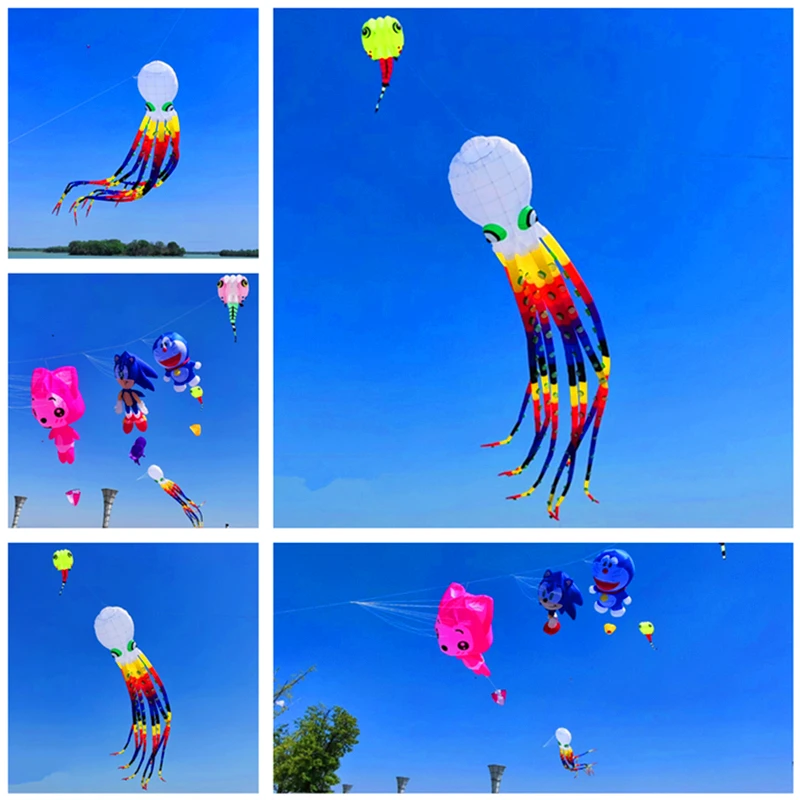 free shipping new 13m large octopus kites for adult flying toys kite reel ripstop nylon kevlar