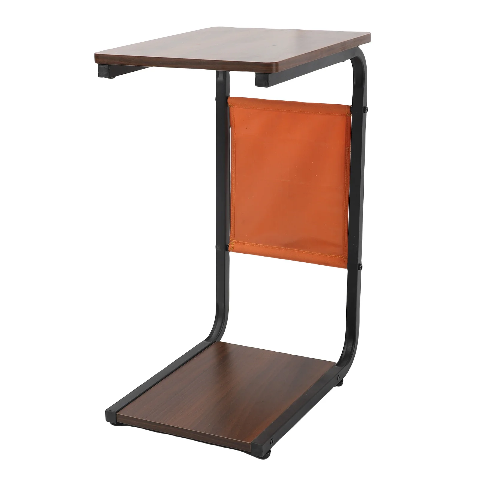 Sofa Arm End Side Table Strong Load Bearing Capacity Lockable Swivel Wheels Density Board Top C Shaped End Table for Bedroom