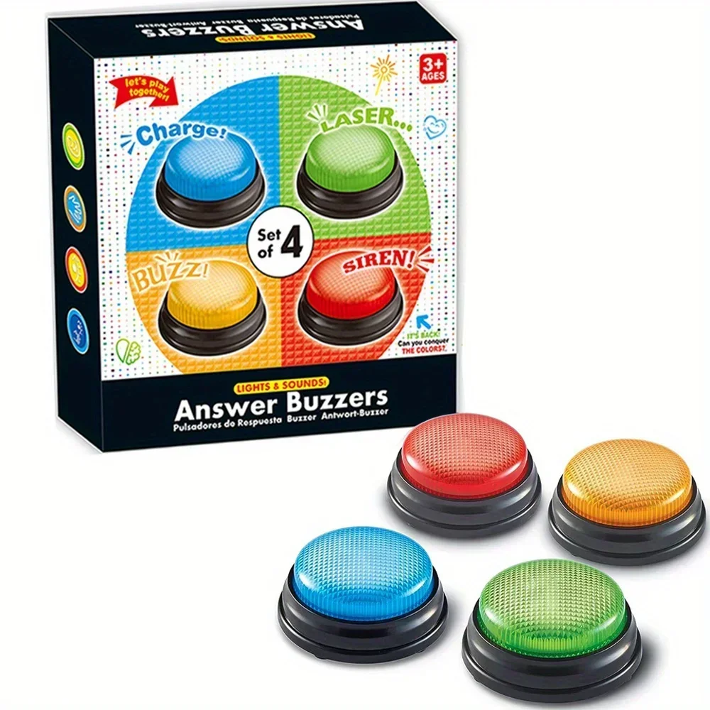 Learning Resources Answer Buzzers Toy Family Game Competition Quiz Buzzers Lights and Sounds Button Trivia Nights Kids