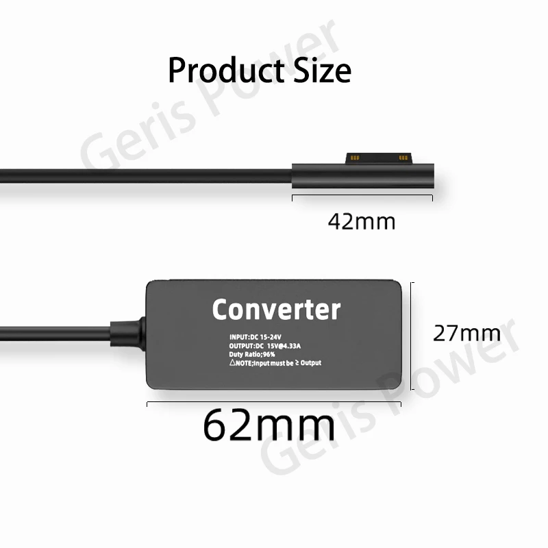 15V 65W DC Power Adapter Converter for Microsoft Surface Pro 3 4 5 6 7 8 9 Book 1/2 USB C PD to Laptop Charger for Surface Go