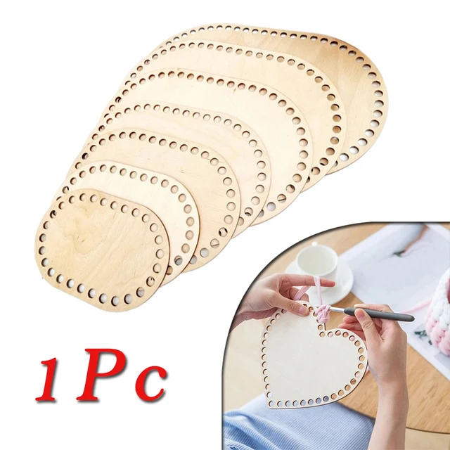 Horgolt Kosár Alap Kézi Szövött Fa Üres Alaplap Barkácskáska Tároló Alsó Kiegészítők - Image 6