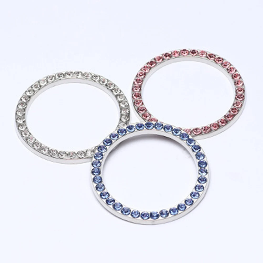 Car Start Stop Ignition Push Button Decor Rings Rhinestone Ignition Key Rings Sticker Rings Auto Car Accessories