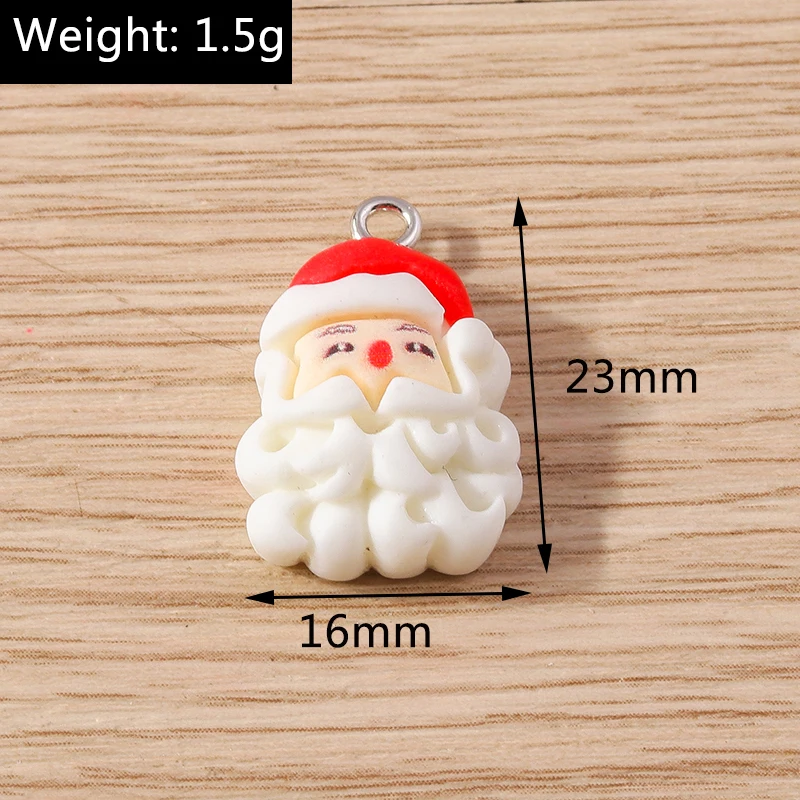 Tusember 10 Stück Harz-Weihnachtsanhänger, frohe Weihnachten, süßer Weihnachtsmann, Hirschglocke, Schneemann-Anhänger für Ohrringe, Halsketten-Versorgung – Detail 9