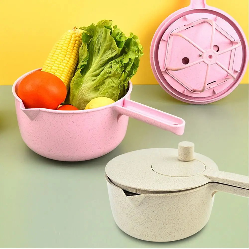 

Manual Vegetables Washer Dryer Easy to Use Long Handle Rotary Salad Spinner Non-Slip BPA-Free Vegetables Colander Home