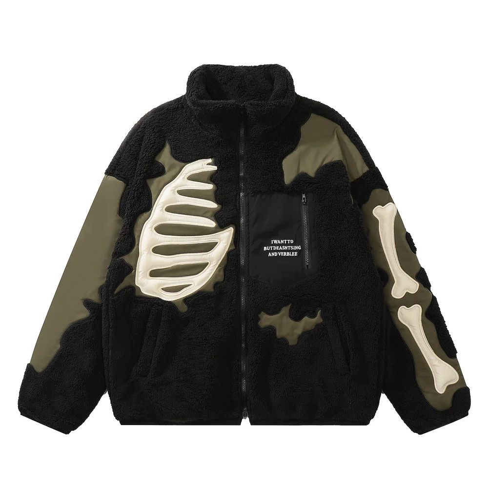 Hip Hop Streetwear Oversize Sweater Jacket Men Bone Skull Embroidery Fashionable Casual Long Sleeved Zipper Vintage Warm Coat knitted cardigan knitted sweater coat sweater coats casual sports coat