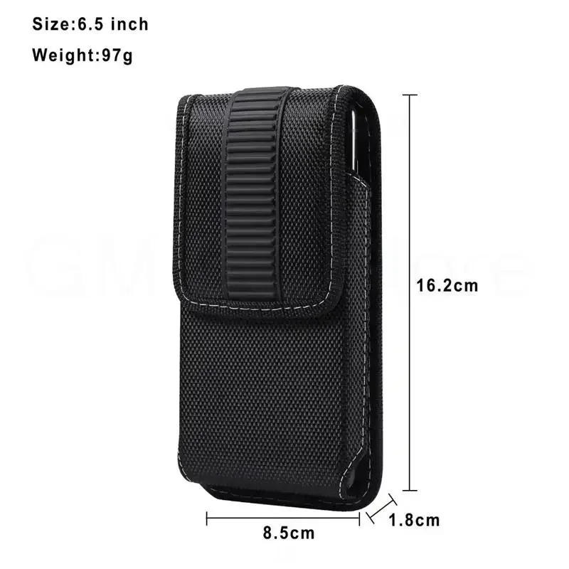 Men's Leather Belt Clip Phone Pouch with Universal Oxford Cloth Case