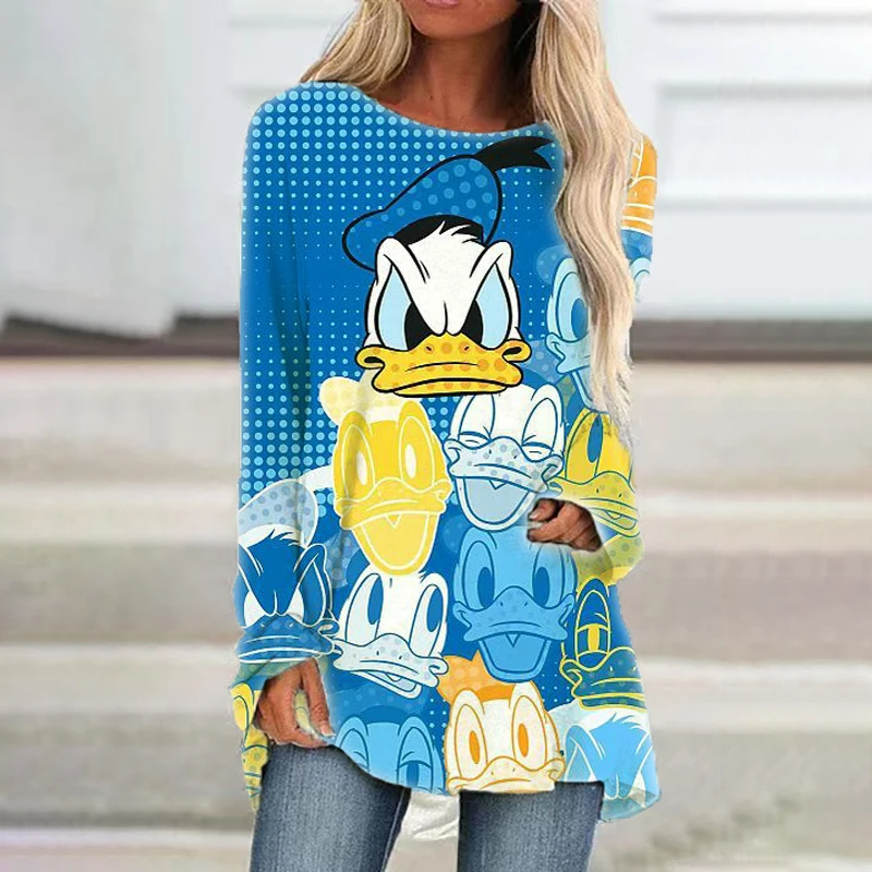 

Minnie Mouse Mickey T-Shirt V-Neck Top Disney Kawaii Sexy K-Pop Long Sleeve Fashion Women's T-Shirt 2022 Cartoon Top