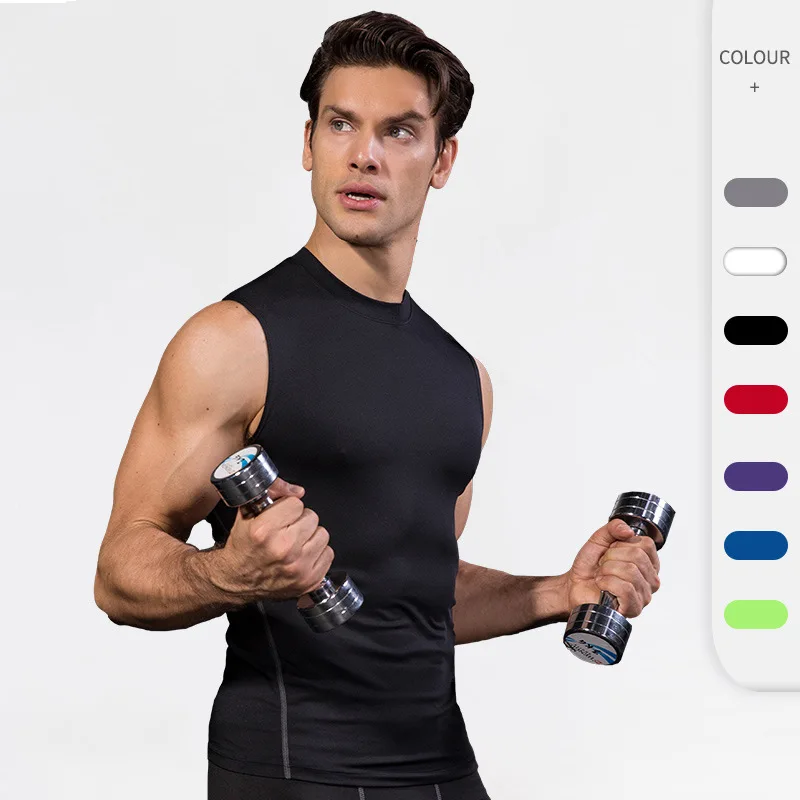

Men's Tight Training Tank Top Sports Running Fitness Basketball Elastic Breathable Comfortable Quick Drying Tank Top