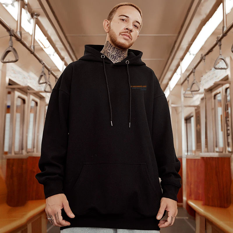 Casual Style Fashion Sweater Hooded Autumn And Winter Literary Trend New Men's Pullover Popular Print And Plush