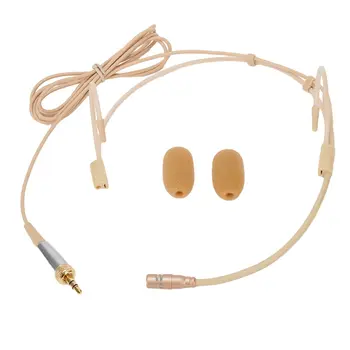 베이지 이어후크 헤드셋 마이크, 잠금 가능한 헤드웨어 마이크, 3.5mm 3 핀 4 핀 XLR 커넥터 플러그