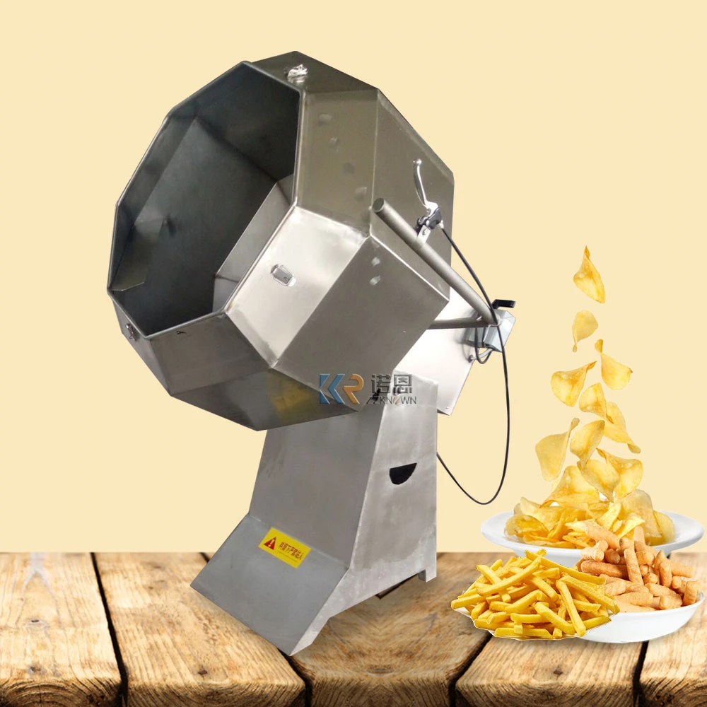 

300KG/H Potato Chips Seasoning Machine Coating Peanuts Spices Mixer Fried Food Flavoring Drum Seasoning Processing Machines