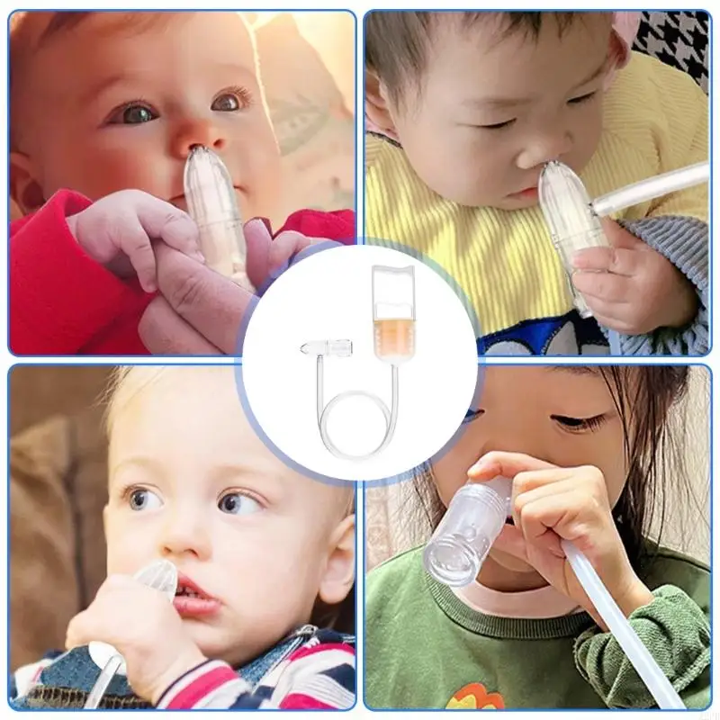 Manual Baby Nasal Aspirator with Soft Round Tip, Handheld Nose Cleaning for Infants Adjustable Suction Easy Cleaning A2UB