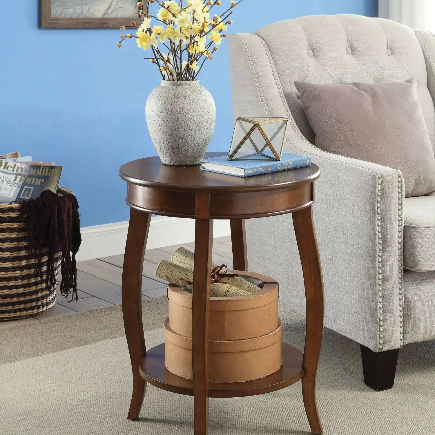 

Stylish ACME Walnut Aberta Side Table with Contemporary Design for Living Room and Bedroom Decor 82789