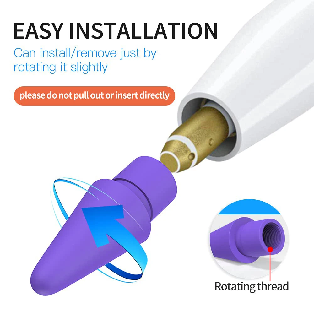 Pack Tips for Apple Pencil Stylus Tips Pencil Tips for iPad Replacement Pen Nibs Replacement Color iPencil Nibs