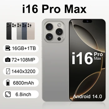 I16 Pro Max 2026 New HOT 6.8inch HD Global Edition Original Smart Dual Card 6800mAh Battery Facial Recognition Function 1