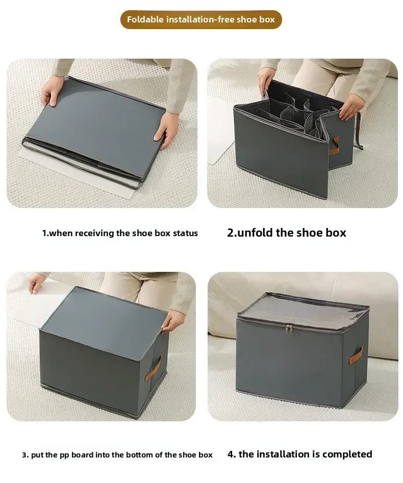 Faltbare Stoff-schuhaufbewahrungsbox Mit Staubschutzabdeckung_voghion.com